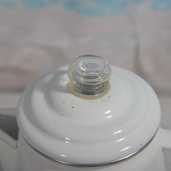 Enamelware Decorative White Coffee Percolator - Picture 10 of 12